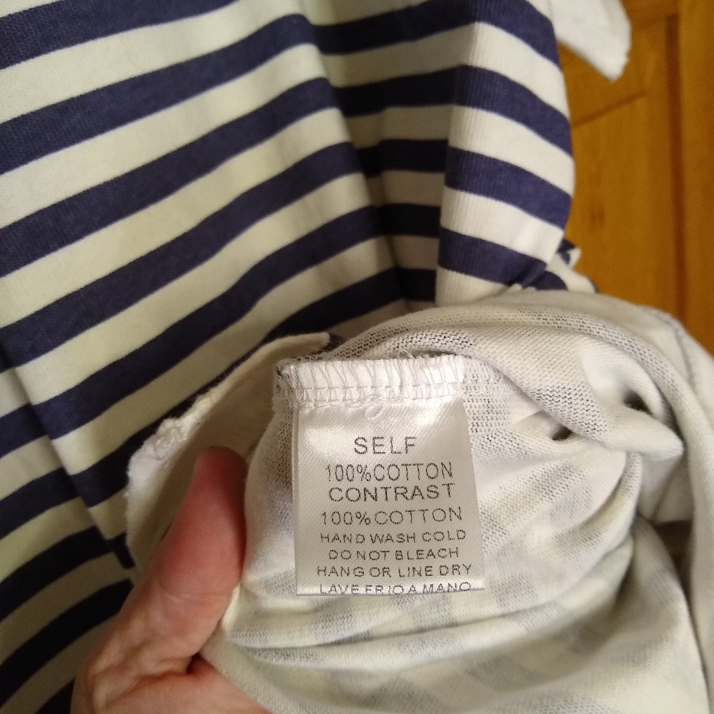Easel navy & ivory striped oversize short sleeve hoodie - Picture 13 of 14